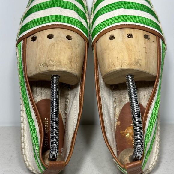 KATE SPADE NEW YORK LIDO sparkle striped lace up espadrilles flats shoes 8 M - Picture 6 of 8